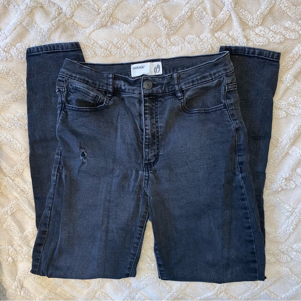 Garage black distressed skinny jeans